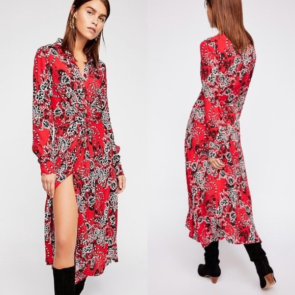 Free People Dresses & Skirts - {Free People} NWT Tough Love Red Poppy Shirt Dress